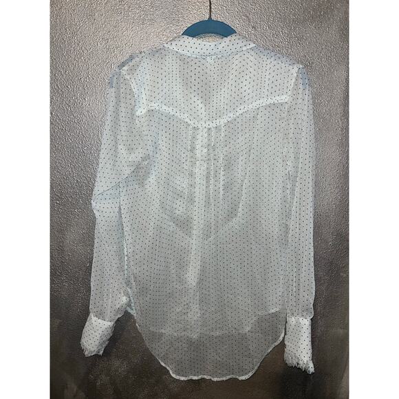 Free People Sheer Polka Dot Ruffle Blouse M – Flirty, Feminine & Effortless! - Picture 10 of 12